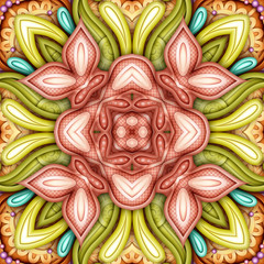 Colored Seamless Pattern with Mosaic Motif