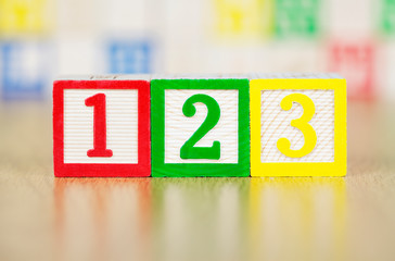 The Numbers 123 in Alphabet Building Blocks