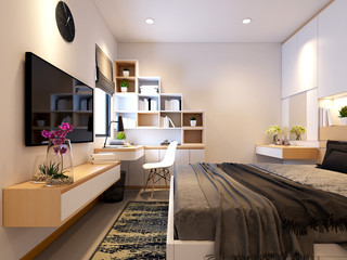 3d render of modern hotel room