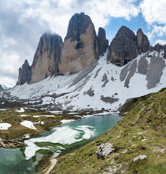Sorgenti della Rienza - the source of the river Rienz in Dolomites, Italy.