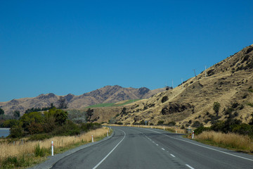 Scenic road in Canterbury area, New Zealand