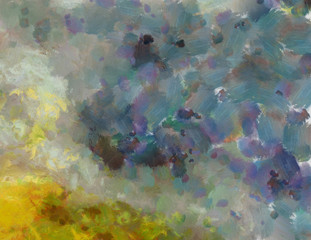 Abstract background in mixed colors. Oil and watercolor design elements. Design template for covers, posters and banners. Simple macro close-up paint brush strokes.