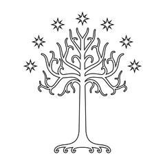 White Tree of Gondor. Isolated black and white eps - obrazy, fototapety, plakaty