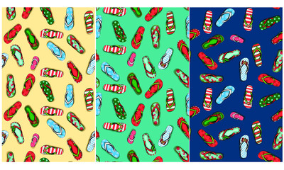 Fototapeta premium Christmas greeting card with beach Slippers in Christmas new year decor, celebrate Christmas on the beach, Wish you a merry Christmas on the beach,