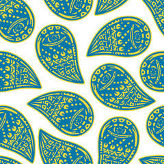 Naklejka premium Seamless paisley background. Ethnic hand drawn pattern. Vector Illustration