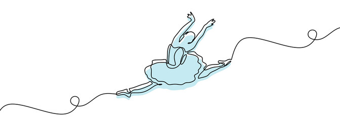 One line drawing of ballerina girl dancing and jumping vector illustration minimalism design © ngupakarti