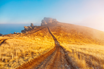 Picture of a scenic valley in morning light. Location Crimean peninsula.