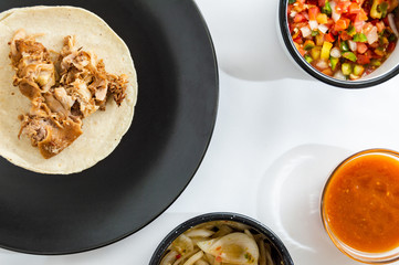 Mexican carnitas tacos, traditional food of Michoacán