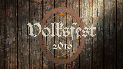 Volksfest 2019 Banner auf Holzhintergrund 