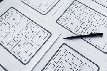 UX website design wireframe. Sketch, prototype, framework, layout future design project. UI/UX -...