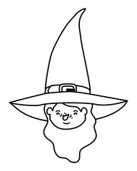 cute little girl head with witch costume