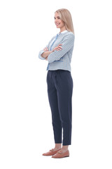 confident young business woman. isolated on light background