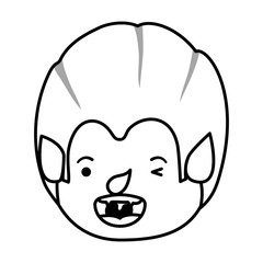 cute little boy head with dracula costume