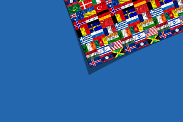 World flags isolated on blue background, illustration.