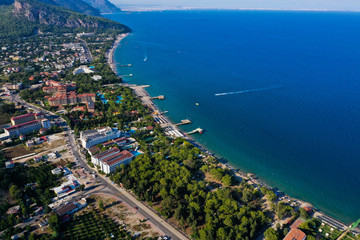 Aerial View Coast of Beldibi Village, Turkey 