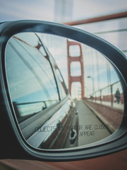 Golden Gate Bridged through outside mirror 