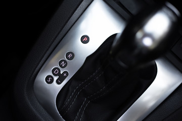 Close-up of automatic gearbox selector.