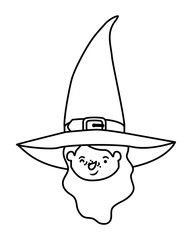 cute little girl head with witch costume