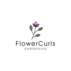 Illustration of a beautiful flower with many leaves attached to the stem logo design