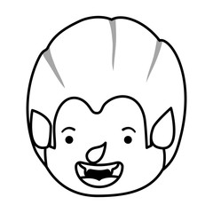 cute little boy head with dracula costume
