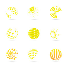 Circle And Globe Logo Set - Isolated On White Background - Vector. Abstract Circle And Globe Vector For Web Icon, Tech Logo And Element Design. 3D Icons For Earth, Global, Globe, Planet And World Logo