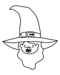 cute little girl head with witch costume