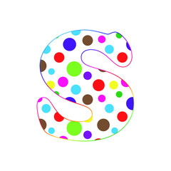 letter S. cartoon fun letters. alphabet for kids. Children's font. dot texture