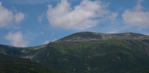 Presidential Mountain Range, New Hampshire. Panoramic view of mountain range ridge.