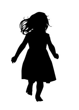 The silhouette of a little girl in a dress. Vector illustration