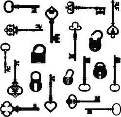 Key Love Hearth Icon. Round Flat Vector Art. Design Color Set. Emotion Icon Design Silhouette cut File.