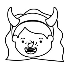 Fototapeta premium cute little girl head with devil costume