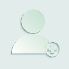 Add User icon. Profile Avatar sign. plus user icon.   paper icon  with shadow  