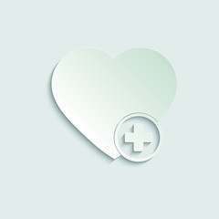  heart icon. heart with plus icon/ Add to favourite/ symbol love paper icon  with shadow  