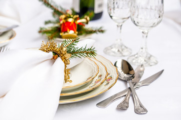 Table setting for Christmas celebration