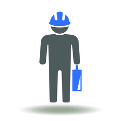 Construction man briefacse hard hat icon vector. Businessman industry briefcase depositor logo. Architector sign.