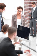 business team sitting at the office Desk