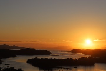 ともやま公園　英虞湾に沈む夕日