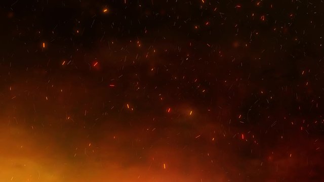 Fire sparks with smoke animation copy space background. 