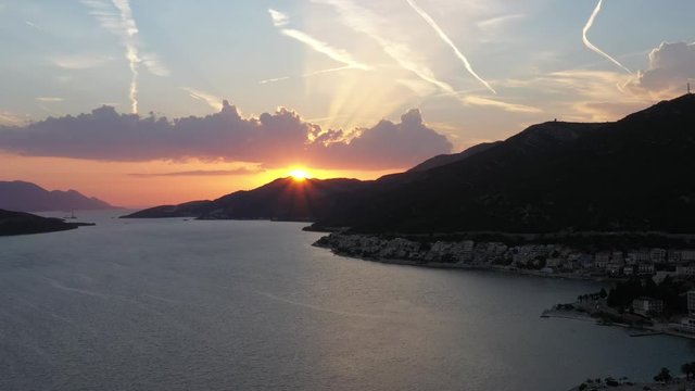 BOSNIA COAST SUNSET AERIAL