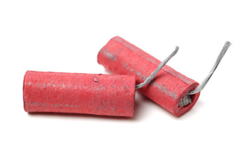 Red Firecrackers on white background 