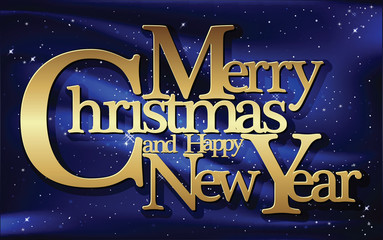 Merry Christmas and Happy New Year greeting card, vector