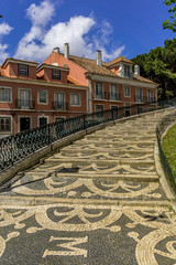Beautiful street pavement. Augusto Gil Garden. Jardim da Graça, Lisbon, Portugal.