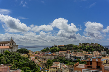 Fototapeta na wymiar Panoramic View of Lisbon, Portugal. Miradouro da Nossa Senhora do Monte viewpoint.