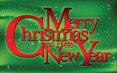 Merry Christmas and Happy New Year greeting card, vector