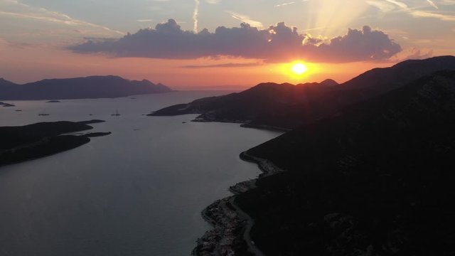 BOSNIA COAST SUNSET AERIAL 2