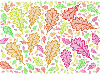 bright colorful cartoon style modern oak leaf repeating pattern design