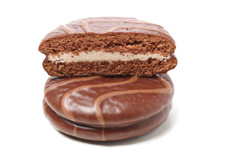 chocolate cake on white background 