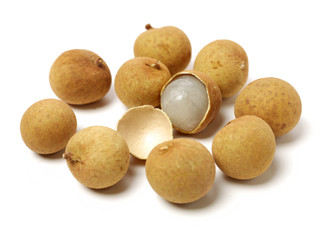 Freshness longans on white background