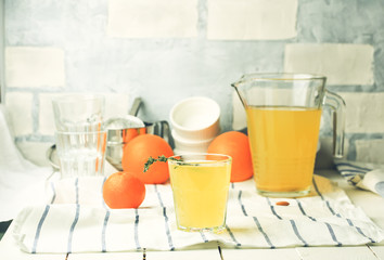 homemade citrus lemonade. ginger and rosemary orange lemonade