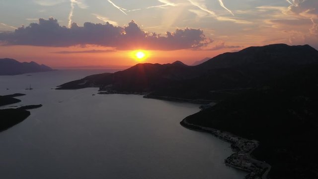 BOSNIA COAST SUNSET AERIAL 3